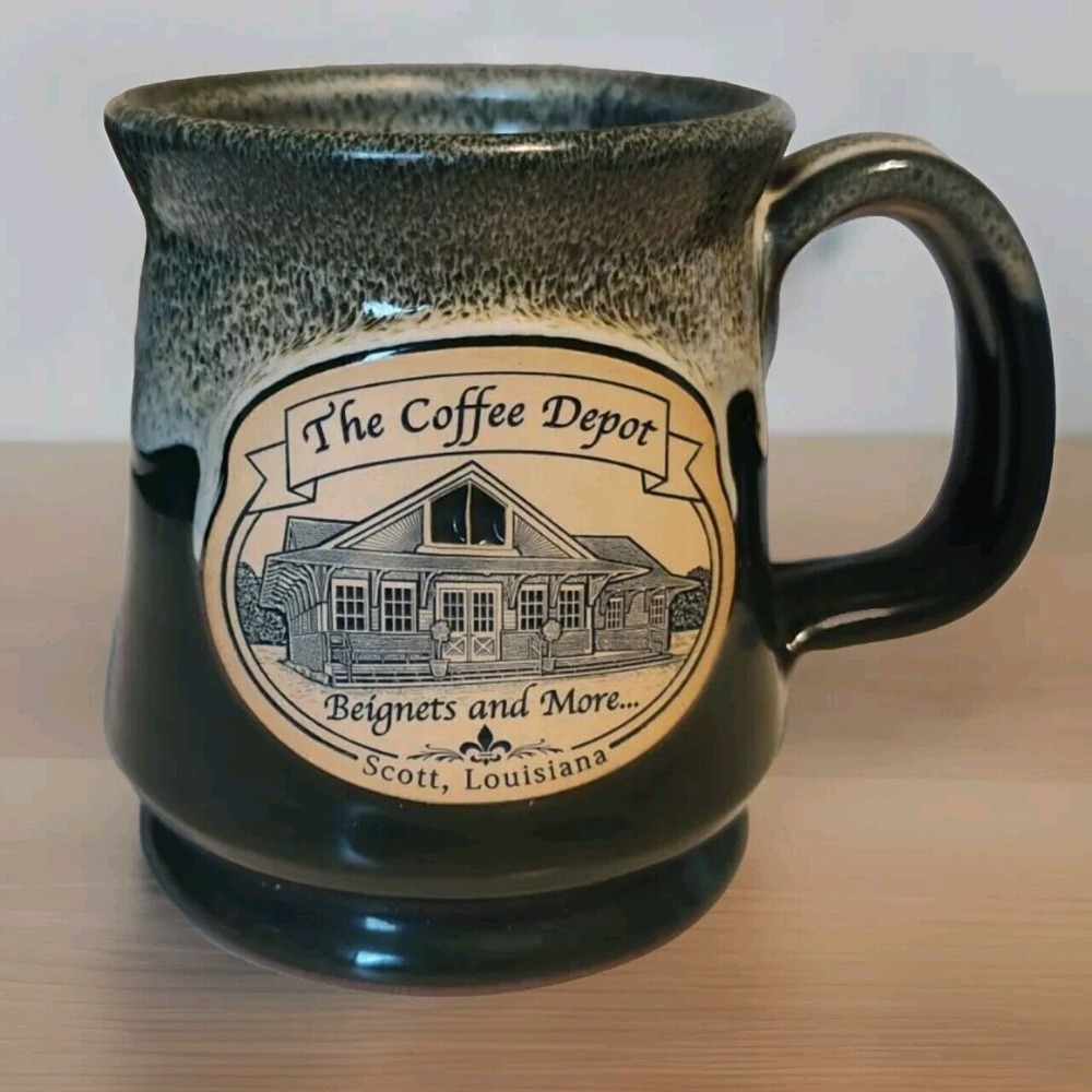 Deneen Pottery Mug 2012 The Coffee Depot Beignets & More Scott Louisiana (Green)